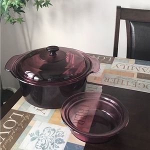 ‼️SOLD‼️5L VTG Cranberry Vision Pyrex Stock Pot WLlid. Bonus 24 oz Pyrex bowl